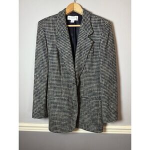 Liz Claiborne blazer Woolblend Navy & Tan, Navy lining Size 4
